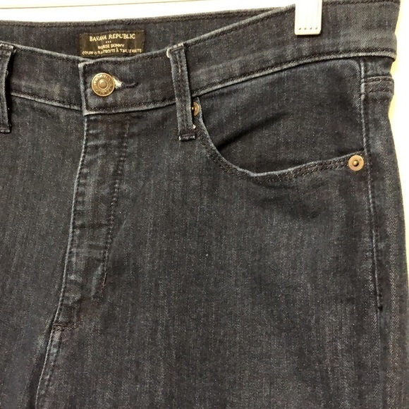 Banana Republic High Rise Skinny, Dark Wash, Raw Hem Jean - Picture 4 of 11